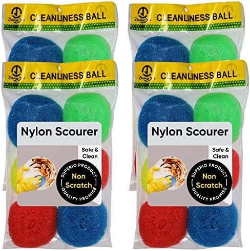Nylon Scouring Pads-Dish Scrubbers, for Dishes, Pots, and Stoves, Durable Mesh Scourers, for Tough Cleaning. Nylon Dish Scrubbers, Assorted Colors (Superio) (24 Pack) by Superio