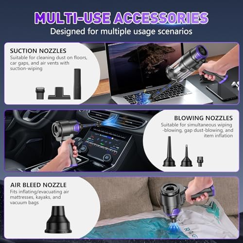 KMM Handheld Car Vacuum Cleaner, 16000PA Hand Held Vacuum & Air Duster - Image 6