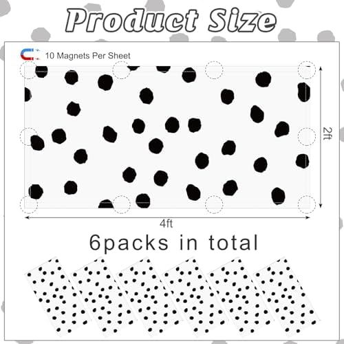 6Pcs Classroom Fluorescent Magnetic Light Covers,2x4 FT Black Polka Dot - Image 2