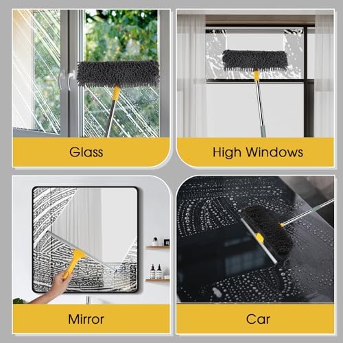 Dymoll 96" Long Handle Window Wall Cleaner Tool with Extension Pole,2 in 1 Large Window Squeegee with Cleaning Mop Tools Kit for Window/Wall/Baseboard/Floors Clean/Solar Panel Washer - Image 5