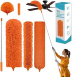 Cobweb Duster with Extension Pole,Cleaner Outdoor 110" Telescoping Extended Sspider Brush, Dusting Kit,Long Handle Reach for High Ceilings and Fans,Microfiber Webster Remover Tools Feather Dusters by Home