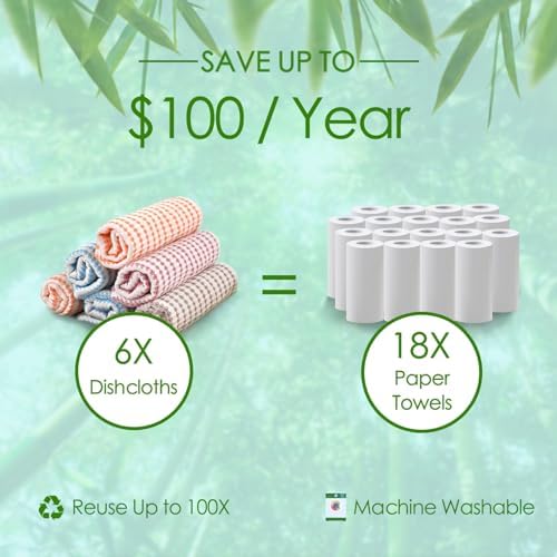 Dish Cloths 8 Pack,Waffle Reusable Cleaning Cloths,14''x10'',Multi-Color - Image 3