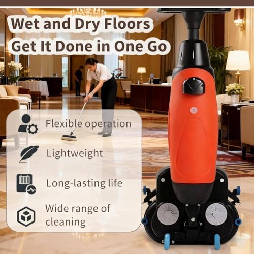 Commercial Floor Scrubber Machine, 36V/ 10.5 AH Cordless Floor Scrubber, Floor Buffer Machine, 17” Cleaning Width Commercial Floor Scrubber Machine Dual Rotary Brushes, 360° Rotating Head Grey - Image 3