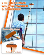 30Ft Reach Solar Panel Cleaning Brush Kit with 5-24ft Telescoping Pole, Water Fed Window Cleaner Tool with 20" Brush, Soap Dispenser, Cobweb Duster, Squeegee for Roof, RV, Gutter, Boat, Deck - Image 4