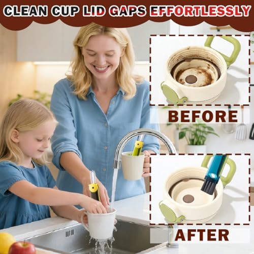 3 in 1 Cup Lid Cleaning Brush, Multifunctional Crevice Cleaning Brush for Water Bottle Insulated Cup Pacifier Tumbler Lid Groove Narrow Space Detail Cleaner Home Kitchen Gadgets(3 PCS) - Image 4