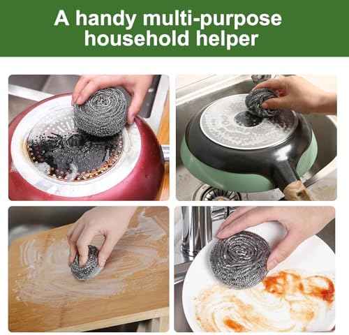 10 Pack Stainless Steel Scourers by for Dishes, Pots, Pans, and Ovens. Easy scouring for Tough Kitchen Cleaning - Image 2