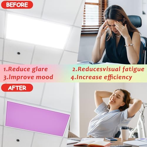8 Pcs Fluorescent Light Covers with 80 Magnets Decorative for Classroom Ceiling Lights 4 x 2 Feet Magnetic Light Cover Filter Easy Install for Office Hospital Home Ceiling Supplies (Vibrant Color) - Image 4