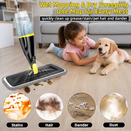 Hardwood Floor Mops for Floors Cleaning: Spray Mops Wet Dust Mop Refillable - Image 4