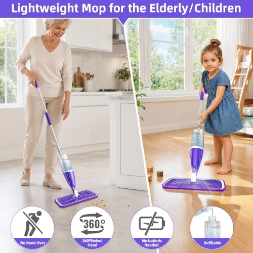 Wet Dry Mops for Floor Cleaning: Spray Mops Hardwood Floor Mop Refillable - Image 4