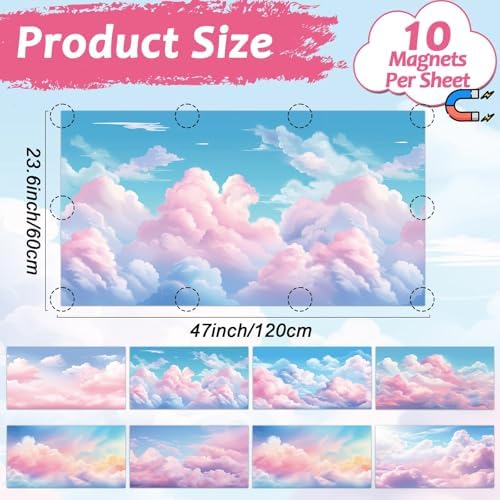 8 Pcs Fluorescent Light Covers with 80 Magnets Decorative for Classroom Ceiling Light 4 x 2 Feet Magnetic Lights Covers Filter Easy Install for Office Hospitals & Home Drop Ceiling Supplies (Cumulus) - Image 2