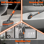 NEWE Shower Cleaner Brush, Tub Tile Scrubber with Telescopic Long Handle 56 inches, 4 Scrub Heads for Cleaning Bathroom Bathtub Floor Baseboard Sink Kitchen Toilet - Image 3