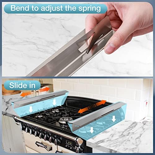 2PCS Kitchen Stove Counter Gap Covers Stainless Steel (13.8"-27.5" Silver) - Image 5