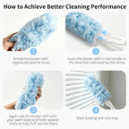 30 Count Blue Duster Kit for Swiffer Heavy Duty Duster Refills with Handle - Image 5