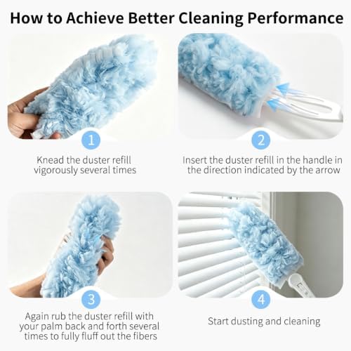30 Count Blue Duster Kit for Swiffer Heavy Duty Duster Refills with Handle - Image 5