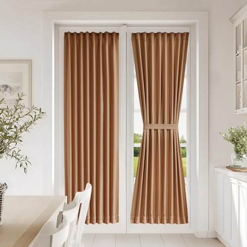 Vatge Terracotta French Door Curtains 72 Inch Length for Patio Door - Burnt Orange Sidelight Curtains for Front Door, 1 Panel, W25 x L72, Terracotta by Vatge