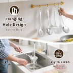 3 Pcs Stainless Steel Cooking Utensils Set, Heat Resistant Kitchen Utensils, Metal Kitchen Tools Include Solid & Slotted Spoon, Pasta Server, Ergonomic Handle, Dishwasher Safe, Easy to Clean, Silver - Image 6