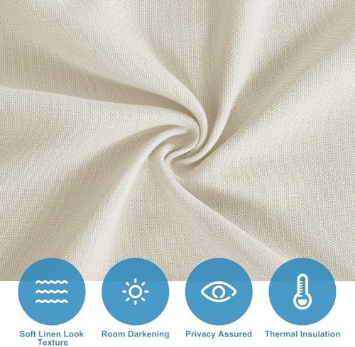 RYB HOME Thick Faux Linen Weave Textured Curtains for French Door Tie up Window Covers Sidelight Door Curtains Blinds for Patio, 1 Piece, 26W x 69L Inches, Linen - Image 5