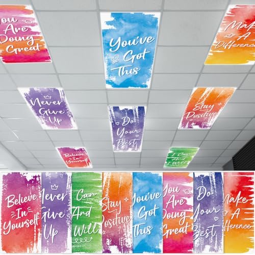 8Pcs Classroom Inspirational Fluorescent Light Covers,2x4 FT Watercolor by Hallswl