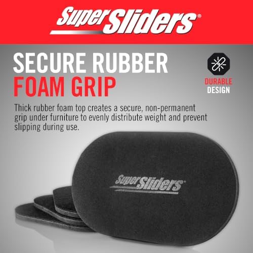 Super Sliders 5-3/4" x 9-1/2" XL Oval Reusable Felt Furniture Sliders for Hard Surfaces, Anti-Slip Protective Furniture Moving Pads for Beds, Sofas, Dressers, Set of 4, Black - Image 5