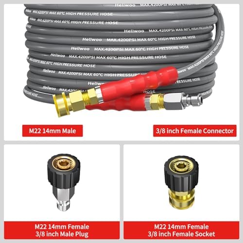 1/4’’ Pressure Washer Hose 25FT, Steel Wire Biaided Hose 4200PSI - Image 6