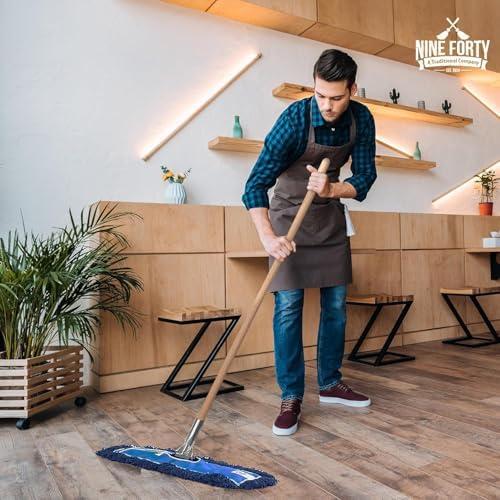 Nine Forty 48" Premium Nylon Dust Mop with Wood Handle - Heavy Duty Mop Head for Industrial, Commercial, and Residential Cleaning - Dry Floor Duster for Hardwood Surfaces and Commercial - Blue - Image 2
