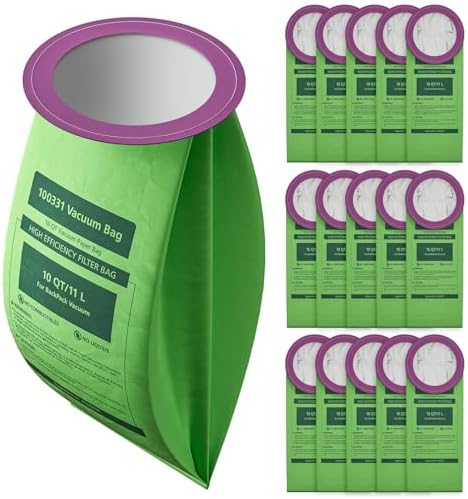 16 Pack 100331 QT Vacuum Bags Compatible with ProTeam 10 Quart Backpack Vacuum Cleaner, for Coachvac, Super Coachvac, Megavac, Upgraded Micro Filter Bag Replacement with Open Circular Collar by isinlive
