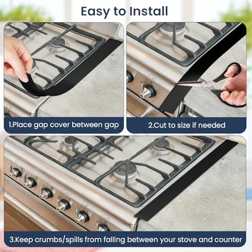 Silicone Stove Gap Covers 2Pack, Stove Gap Filler for Kitchen 25inch, Black - Image 4