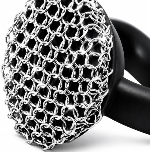 Chainmail Scrubber for Cast Iron, 316 Stainless Steel Cast Iron Cleaner with Silicone Handle, Chain Mail Scrubber for Skillet, Grill, Griddle, Dutch Oven & BBQ Cookware, Rust Resistant by Unknown