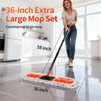 36" Large Commercial Dust Mops for Industrial Floor ，Marble, Laminate,Tile,Concrete,Garage. Janitor Broom Wide Dry mop for Hardwood ,Heavy Duty Long Handle Hotel Gym Household Cleaning Supplies - Image 2