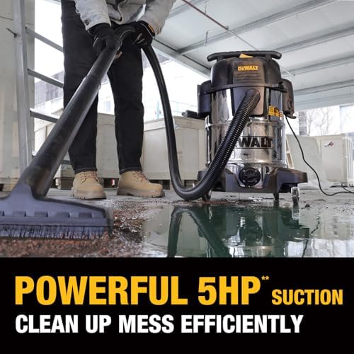 DEWALT 10 Gal Stealthsonic Shop Vacuum Wet and Dry, 5 Peak HP Heavy-Duty Stainless Steel Shop Vac, Ultra-Quiet with Complete Accessory Kit & 6 Dust Bags - Ideal for Job Sites, Workshops & Garages - Image 3
