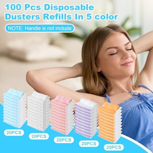 Mimorou 100 Pcs Disposable Duster Refills, Microfiber Replacement Heads - Image 2