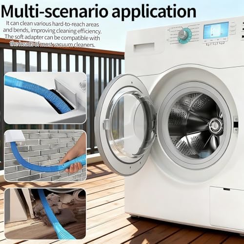 Dryer Vent Cleaner Kit - Universal Vacuum Hose Attachment & Lint Brush, Effectively Clean Clogged Dryer Ducts, Fit Most Vacuums for Dryer, Refrigerator Coils & Behind Appliances (Purple) - Image 5