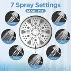 MakeFit Filtered Shower Head with Upgraded Activated Carbon Filter - High Pressure Shower Head with Hard Water Softener - 7 Settings Bathroom Rain Showerhead to Remove Chlorine and Heavy Metals - Image 6