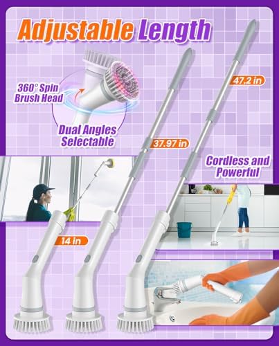 6-in-1 Cordless Electric Spin Scrubber with Long Handle - Image 5