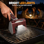 Electric Grill Brush, 4000mAh Rechargeable, 3 Speed Settings, LED Light, Detachable Stainless Steel Head, Support Rollers, Rotating Cleaning Brush – Suitable for Outdoor BBQ Grills, Gold - Image 6