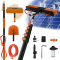Buyplus 30FT Reach Solar Panel Cleaning Brush Kit with 5-24FT Telescoping Pole, Water Fed Window Cleaner Tool with 20" Brush, Soap Dispenser, Cobweb Duster, Squeegee for Roof, RV, Gutter, Deck,Orange by Buyplus