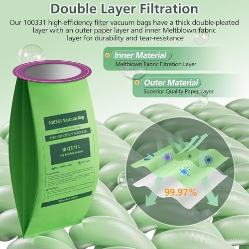 16 Pack 100331 QT Vacuum Bags Compatible with ProTeam 10 Quart Backpack Vacuum Cleaner, for Coachvac, Super Coachvac, Megavac, Upgraded Micro Filter Bag Replacement with Open Circular Collar - Image 4
