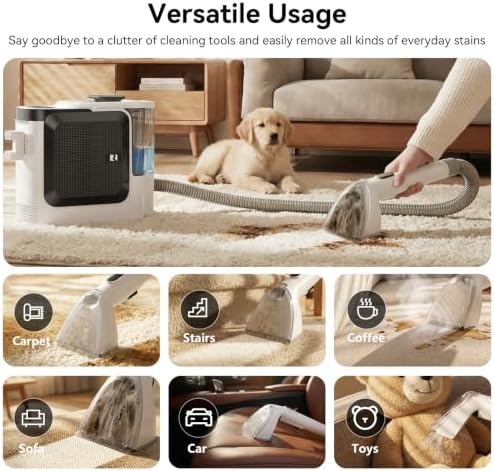Steam Cleaner 32000PA Carpet Cleaner 1800W Machine Upholstery Shampooer Couch Cleaner Portable Vacuum Rug Sofa Car Seat Fabric Mattress Pet Spot Extractor for Home - Image 7