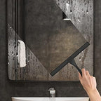 All-Purpose Stainless Steel Shower Squeegee for Shower Doors with 2 Adhesive Hooks, Bathroom Cleaner Tool Household Window Mirror Squeegee for Home Cleaning, Glass Door, Tile Wall, Car, 14 Inch Black - Image 4