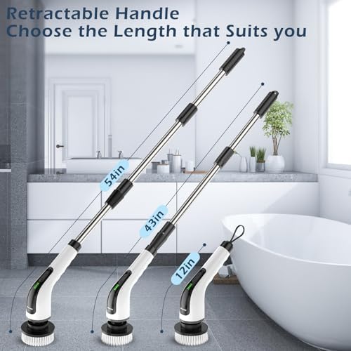Electric Spin Scrubber, Power Shower Cleaning Brush with Long Handle - Image 2