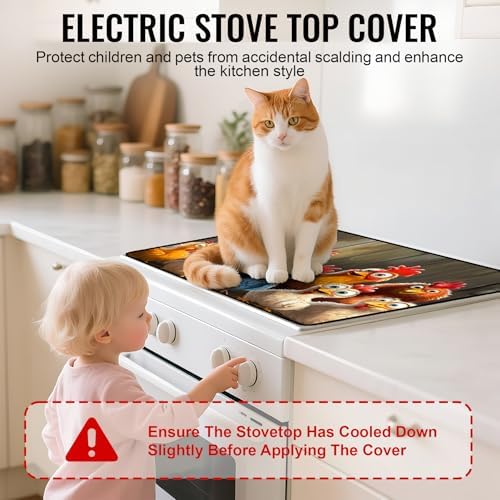 Stove Top Cover for Electric Stove,Glass Stove Top Cover, Heat Resistant Glass Stovetop Protector, Kitchen Decor, Dish Drying Mats for Ceramic Washer Top 28.5x20.5 inch - Image 3