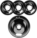 W10290350 W10290353 Porcelain Burner Drip Pans Compatible with Whirl-pool Electric Stove Range Top Drip Bowls Includes 1 Large 8-Inch and 3 Small 6-Inch Drip Pans Black by Cenipar by Cenipar