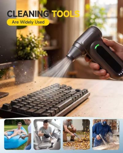 Compressed Air Duster, 170,000 RPM Electric Air Duster with Brushless Motor, 4-Speed Cordless Rechargeable Air Blower for Keyboard, PC, Car - Electronics, Canned Air Alternative - Image 5