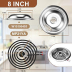 W10196405(8”) W10196406(6”) Electric Stove Burner Drip Pans & MP22YA Electric Range Burner Element Unit Set by Cenipar-Compatible with Whirl-pool Ken-more Ama-na Range Oven/Stove - Image 4