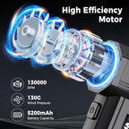 Foretoo Compressed Air Duster,130000RPM Super Power LED Display Electric Air Duster with Extended Runtime,Rechargeable Air Blower for Home,Camera,Car,Computer,Keyboard - Image 2