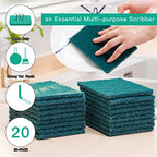 Heavy Duty Scour Pads Sponge Dish Scrubber Non-Scratch Green Reusable Household Scrub Pads for Kitchen and Dish Cleaning Tool (24Pcs) - Image 3