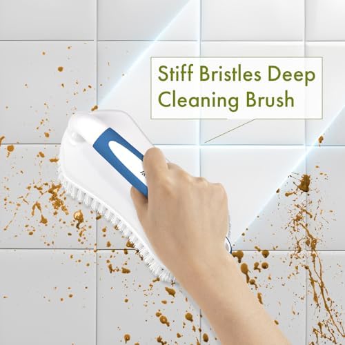Amazer Scrub Brush for Cleaning Comfort Grip Shower Scrubber Flexible Stiff Bristles with Handle Heavy Duty Cleaner Brush for Tub Sink Carpet Floor - Pack of 4 (Blue+Green) - Image 3