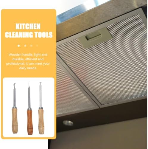 Range Hood Wind Wheel Scraper Kitchen Cleaning Tool Set with Wooden Handle Stainless Steel 3-Piece for Removing Stubborn Grease and Dust - Image 6