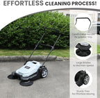 Dapper Supply Walk-Behind Outdoor Hand Push Floor Sweeper - 5.25 Gallon Capacity - 25.5" Sweeping Width - Sweeps up to 27,900 ft/Hour, Grey - Image 2