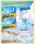 Electric Spin Scrubber, Cordless Shower Spin Scrubber with Dual Speed, 6 Replacement Brush Heads & Adjustable Extension Arm, 2H Bathroom Scrubber, Power Spin Scrubber for Bathroom Car Floor Grout Sink - Image 2